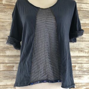 Free People Sheer T Shirt - Beaded